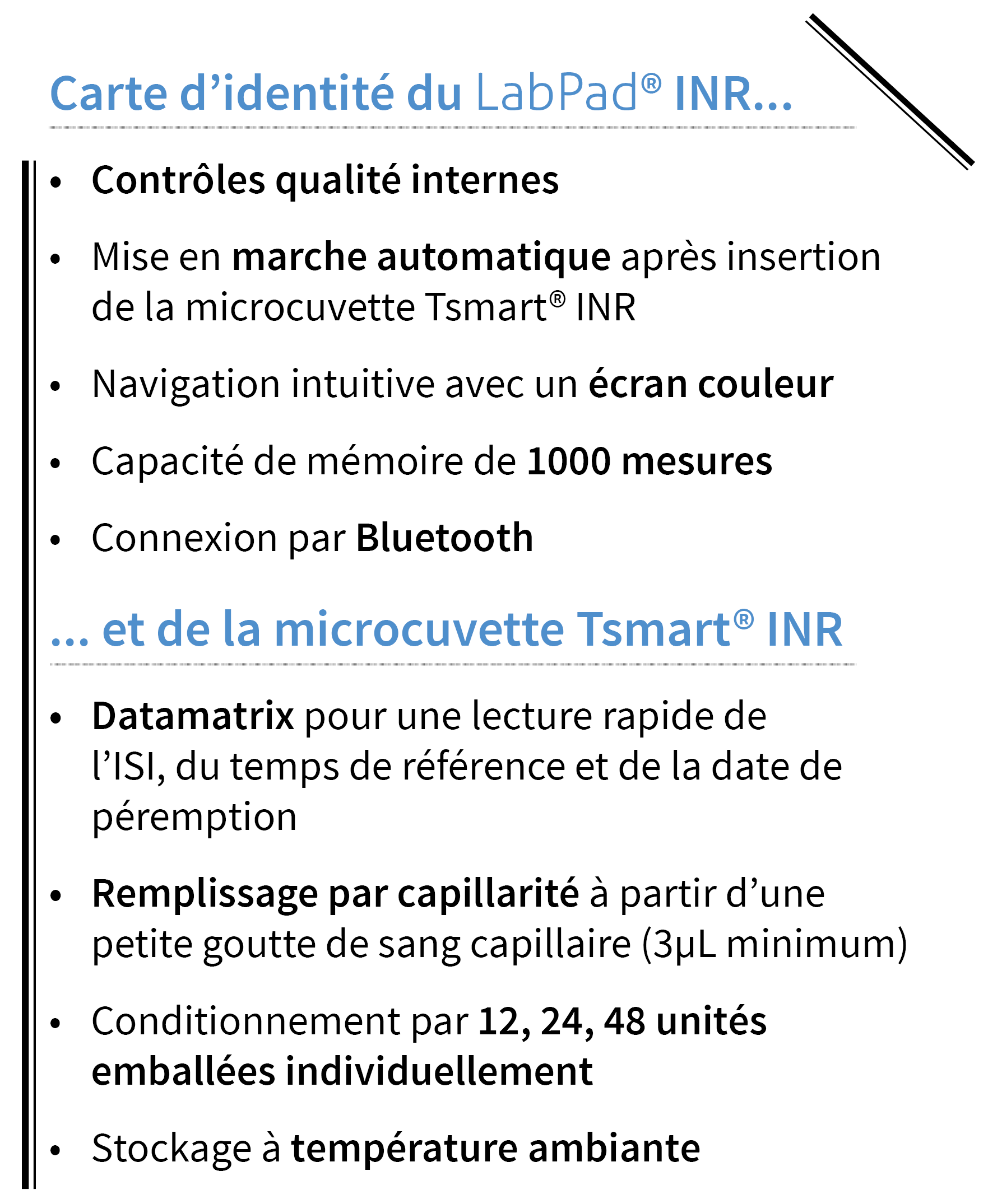 Carte d'identité de l'appareil de mesure INR LabPad®