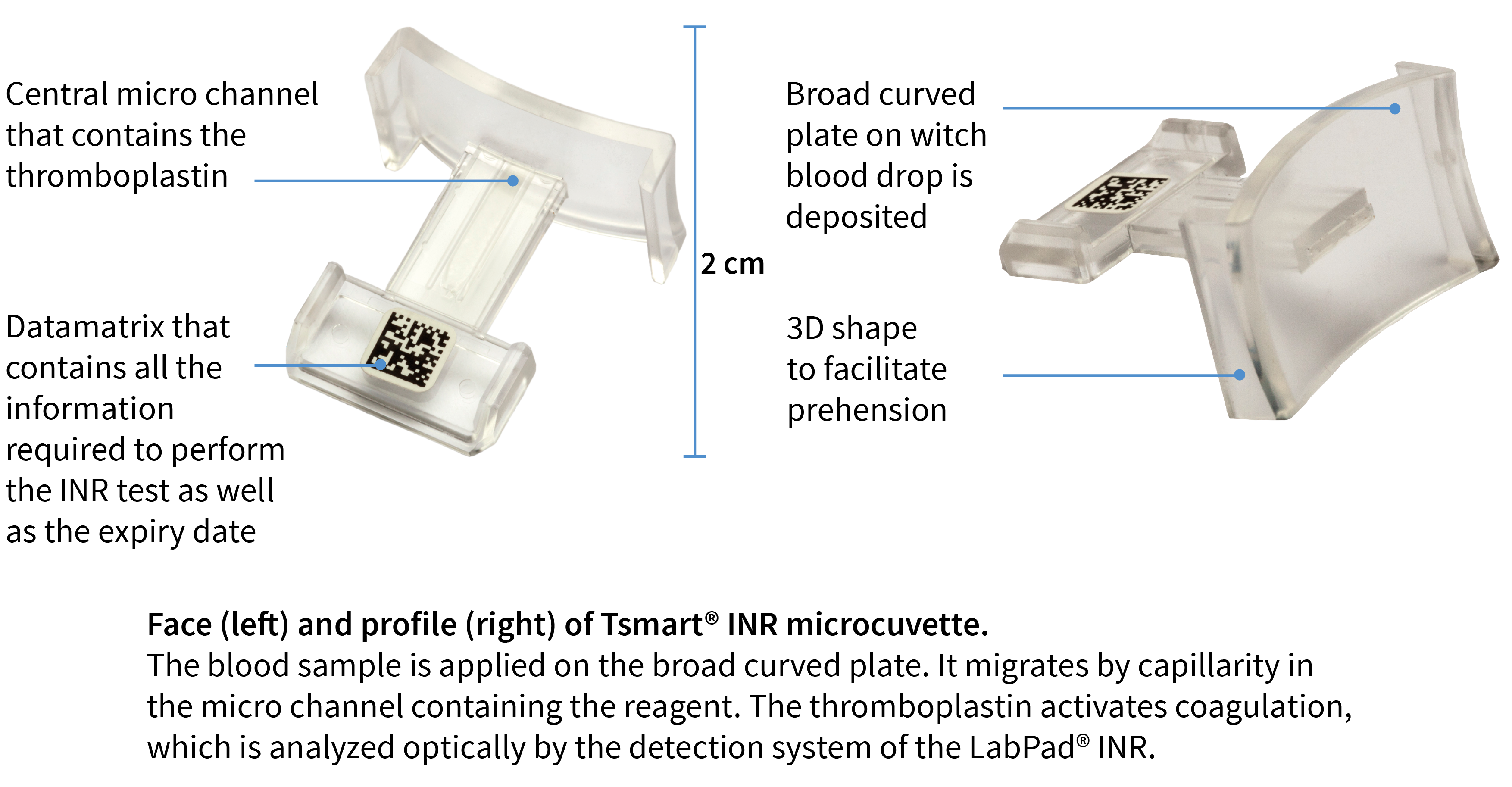 Microcuvette to perform PT/INR test